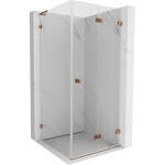 MEXEN/S - Lunar-F L sprchový kout skládací dveře pravá 80 x 80, transparent, růžové zlato 836L-080-080-60-00-P