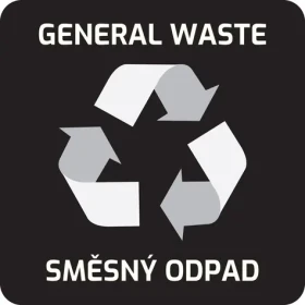 Samolepka na odpadkový koš pro tříděný odpad SM. ODPAD černá / Samolepka / 8 x 8 cm / CZ/EN