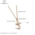 Ocelový náhrdelník se zirkony Samuel Gold - chirurgická ocel, kříž, Zlatá 42 cm + 5 cm (prodloužení)