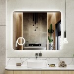 Erga Myra, LED zrcadlo 100x80 cm s kosmetickým zrcadlem 3x zvětšení, 4114 lm, 3 barvy světla, zadní osvětlení, ERG-V01-MYRA-1080-00