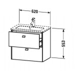 DURAVIT - Brioso Umyvadlová skříňka Compact, 55x62x39 cm, 2 zásuvky, lesklá bílá BR411002222