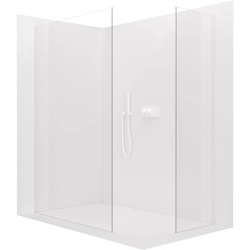 CERANO Sprchová zástěna Walk-in Crystal T L/P - 8 mm - bezvzpěrový systém - bílá matná, transparentní sklo - 150x70x200 cm