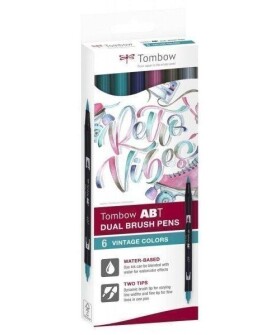 Tombow ABT Dual Pen Brush Sada oboustranných štětcových fixů - Vintage colours 6 ks