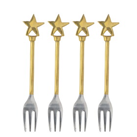 Bloomingville Dezertní vidličky Stars Georgette – set 4 ks, zlatá barva, kov