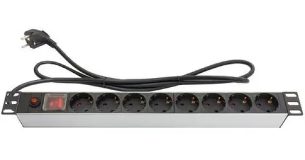 Good Connections 19" PDU černá/stříbrná / PDU / 1U / 8x zásuvka / 16 A / 1,8 m (GC-N0087)