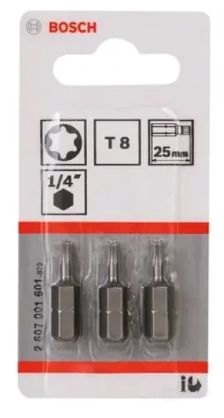 BOSCH 2607001601 / Extra-Hard bit T8 25 mm 3 ks (2607001601)