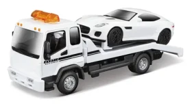 Bburago STREET FIRE Odtahové vozidlo Flatbed Tow Truck + Jaguar F-TYPE Coupé 1:43