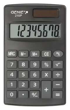Genie 215 P černá / Kalkulačka / kapesní / 8místná / napájení baterie/solární (12630)