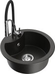 MEXEN/S - Diego granitový dřez 1-miska včetně baterie Aster, černá/zlatá metalik 6512-75-73450-70