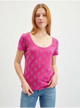 Orsay Tmavě růžové dámské vzorované tričko dámské