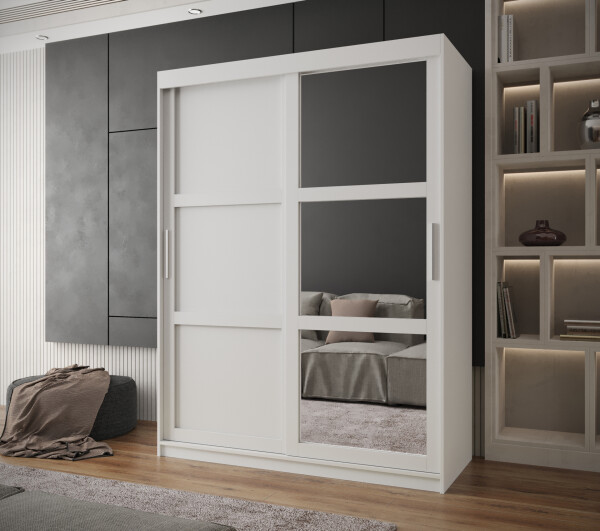 Šatní skříň Abi Miror 3 Barva korpusu: Bílá, Rozměry: 150 cm, Dveře: Bílá