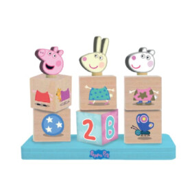 Dřevěné kostky Prasátko Peppa s figurkou