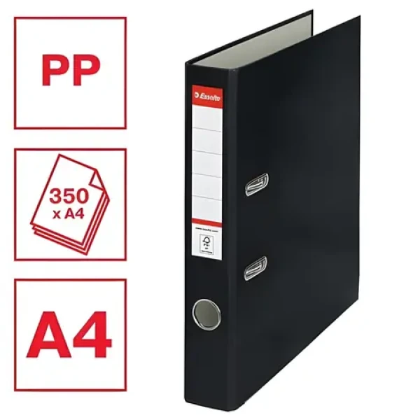 Esselte Economy A4 černý / Pořadač / Šířka hřbetu 50 mm / Vyměnný štítek (81197)