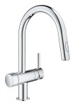 GROHE - Minta Dřezová baterie, s uzavíracím ventilem a vytahovací sprškou , Chrom 31916000