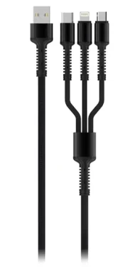 Colorway Nabíjecí kabel 3v1 šedivá / Nabíjecí kabel / USB-A (M) - Lightning Micro-USB USB-C / 4 A / Nylon / 1,2 m (CW-CBU3003-GR)