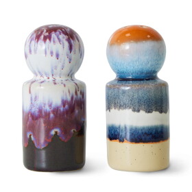 HK living Kameninová slánka a pepřenka Stargaze, fialová barva, keramika