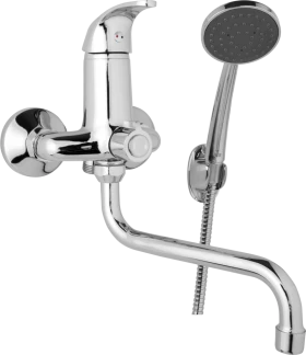 JB Sanitary Nástěnná umyvadlová a sprchová baterie SLIM, rozteč 100 mm, otočný přepínač v těle, s příslušenstvím, trubkové ramínko 300 mm A10 34 51