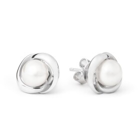 Stříbrné náušnice s bílou perlou Callista, stříbro 925/1000, Stříbrná Bílá