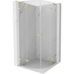 MEXEN/S - Lunar L sprchový kout čtvrtkruh křídlový 90 x 90, transparent, zlato kartáčovaná 833L-090L-090P-55-00