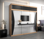Šatní skříň Abi Mo s nástavcem Barva korpusu: Dub Sonoma, Rozměry: 150 cm, Dveře: Černá