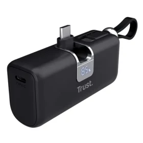 Trust Pacto 5000 PD Pocket černá / Powerbanka / 5000 mAh / USB-C PD / 20W / LED displej (26104)
