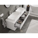 MEXEN/S - Orio koupelnová skříňka pod umyvadlo 140 cm s deskou, 2 zásuvky, bílá lesk 91A10-14047-2-BFFC00