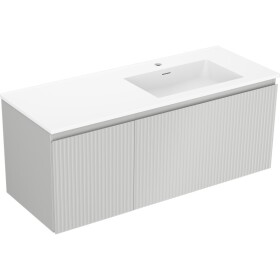 MEXEN/S - Rivel koupelnová skříňka 120 cm s umyvadlem Otis pravá, 1S, 1D, reliéf, šedá mat/bílá mat 91A23-12047-3-BBFF62-W18P01