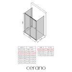 CERANO - Třístěnný sprchový kout Varone POINT U L/P - 6 mm - černá matná, grafitové sklo - 110x70x195 - posuvný CER-8050BD7807