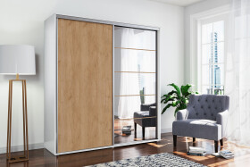 Šatní skříň Ska A21 XL Barva korpusu: Bílá, Rozměry: 230 cm, Dveře: Dub - Craft zlatý