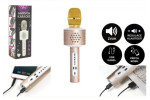 Mikrofon karaoke Bluetooth zlatý na baterie USB kabelem