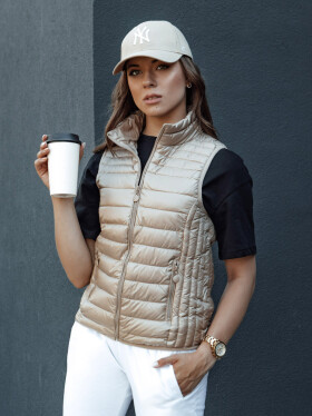 Dámská prošívaná vesta se stojáčkem TY4439 béžová - FashionStreet L