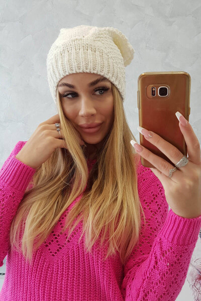 Fleecová čepice Sandra K210 ecru UNI