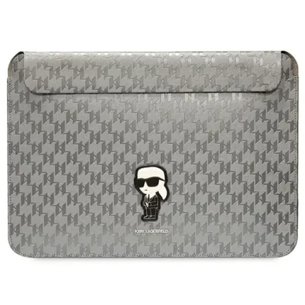 Karl Lagerfeld Saffiano Monogram Ikonik stříbrná / Pouzdro na notebook / 14" (KLCS14SAKHPKG)