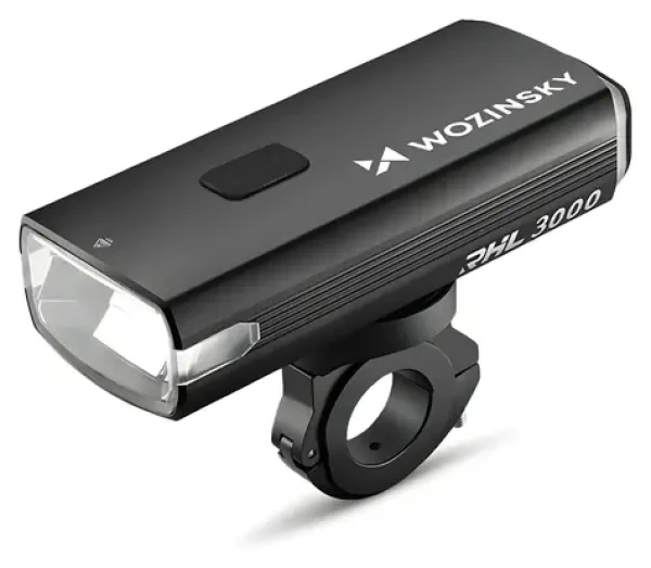 Wozinsky přední světlo na kolo černá / Cyklistické světlo / 3000 lm / USB-C nabíjecí kabel