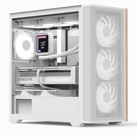 AeroCool D301A-G-WT-V2 bílá, dřevo / PC skříň / Mini Tower / Micro ATX / 2x USB-A 3.2 / USB-C / bez zdroje (ACCS- MA03043.21)