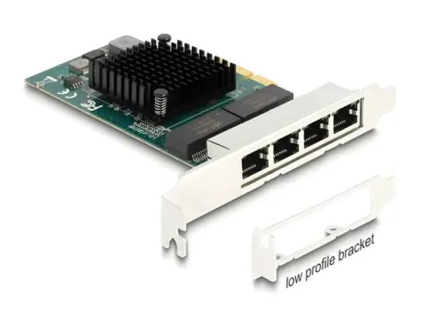 DeLock PCI Express x4 / Síťová karta / 4x RJ45 Gigabit LAN / BCM (88208)