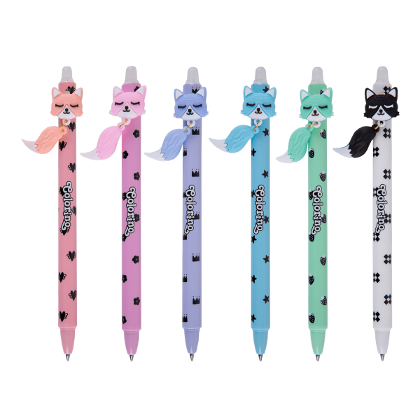 Colorino gumovatelné pero, Houpajicí se lištičky, 36 ks, modrá náplň, displej - 36ks