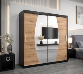 Šatní skříň Abi E0 Barva korpusu: Černá, Rozměry: 200 cm, Dveře: Dub artisan