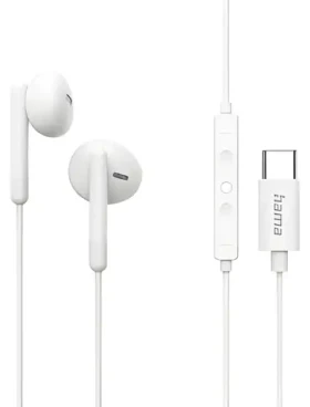 Hama Classy bílá / Sluchátka do uší - špunty / mikrofon / USB-C / 1,2 m (221786)