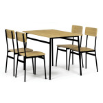 Jídelní set s 4 židlemi, 110x70x76cm, mdf, divoký dub, AUT-O2155 OAK