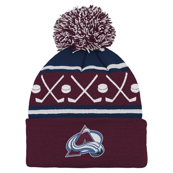 Outerstuff Dětská batolecí zimní čepice Colorado Avalanche NHL Face-Off Cuff Pom