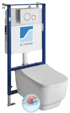 SAPHO - Závěsné WC BELLO Rimless s podomítkovou nádržkou a tlačítkem Schwab, bílá 100214-SET5