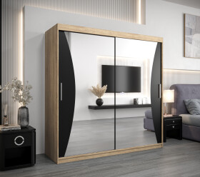 Šatní skříň Abi Mo Dveře: Dub sonoma, Rozměr: 200 cm, Korpus: Černá
