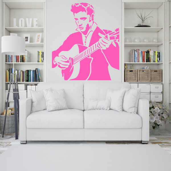 Samolepka Elvis Presley Barva: růžová, Velikost: 80 x 76 cm