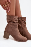 Dámské kotníkové boty s nařasením na podpatku S.Barski HY52-516 hnědé 36