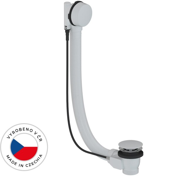 CERANO Vanová souprava ovládaná bovdenem 6/4“ - zátka 72mm - bez sifonu - bílá lesklá - 80 cm