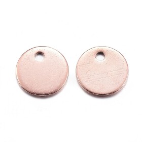 Přívěsek z nerezové oceli pro gravírování - růžově zlatý - placička - 8 x 8 x 1 mm - 1 ks