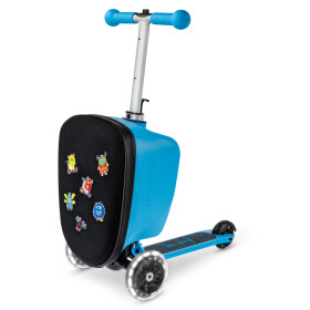 Micro Luggage Junior Patch & Play modrá - dětské zavazadlo a koloběžka v jednom!
