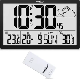 GreenBlue GB218 / Nástěnné hodiny LCD / Teplota a datum / Velký formát (GB218)