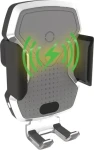 Compass LUKE-X stříbrná / Držák telefonu do auta / Bezdrátové nabíjení 10W / Do mřížky ventilace (06301)
